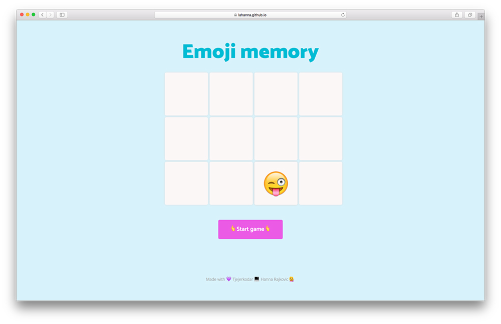 Emojimemory spel - som man kan spela i sin webbläsare