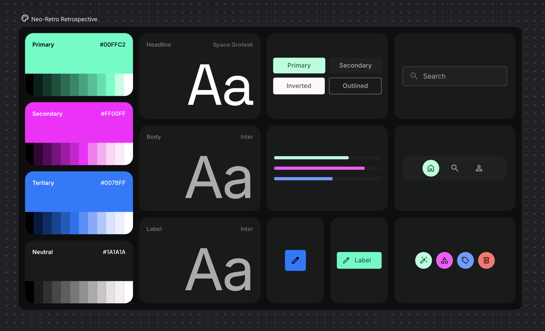 Färgpalett baserat på en retro styled dashboard