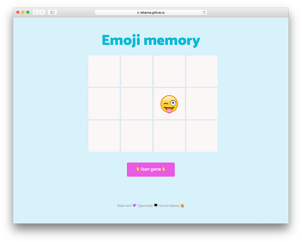 Emoji memory spel på desktop